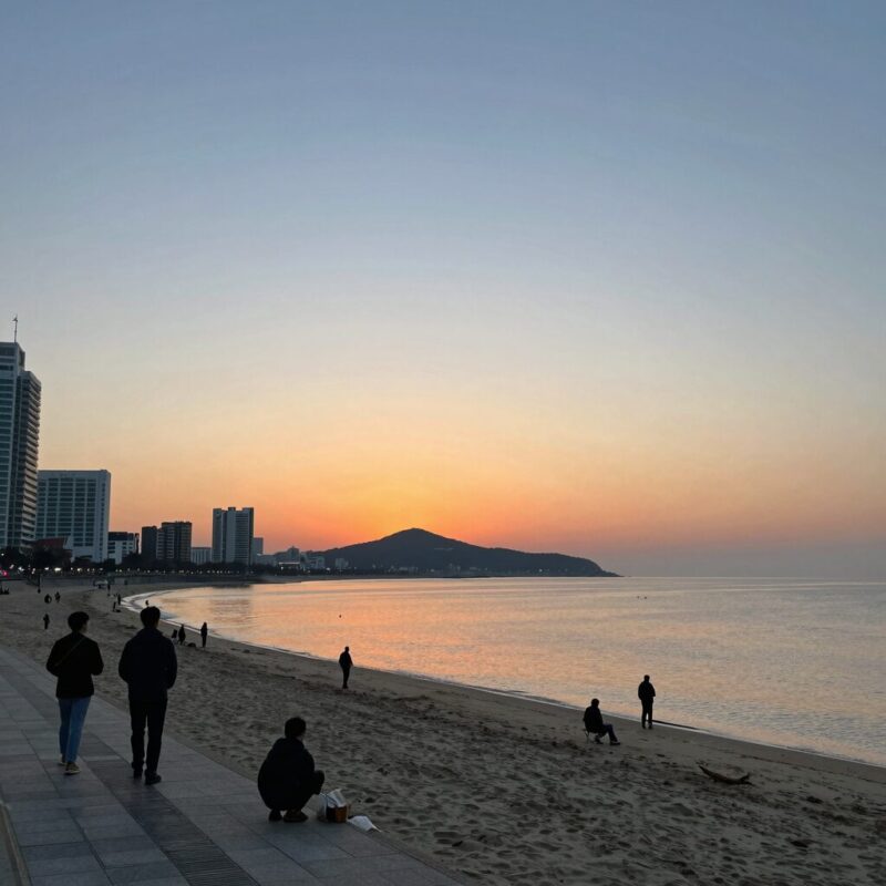 금강산콘도 오션뷰 객실에서 바라본 마차진해변 일출