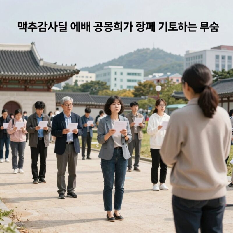 맥추감사절 예배 공동체가 함께 기도하는 모습