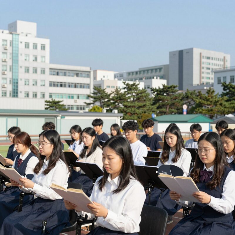 맥추감사절 예배에서 찬양대가 찬양하는 모습