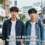 맨끝줄소년 결말 해석 순환하는 욕망 맨끝줄소년 결말 장면에서 허문오와 이강이 대치하는 모습