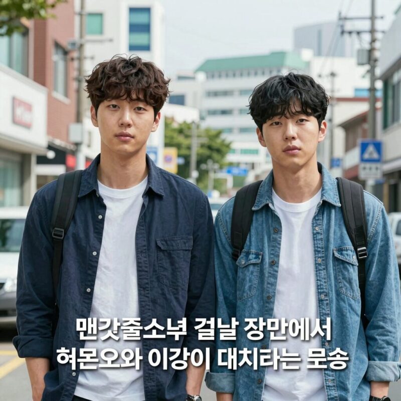 맨끝줄소년 결말 장면에서 허문오와 이강이 대치하는 모습