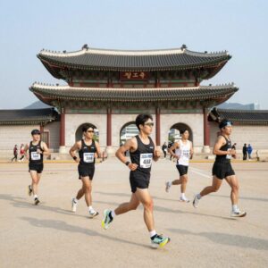 2026 MBN 서울마라톤 공식 포스터. 광화문과 잠실을 배경으로 달리는 러너 모습