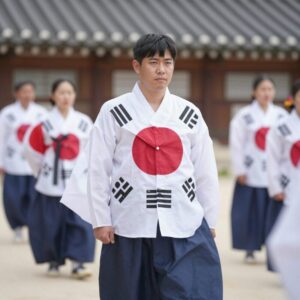 현충일 태극기 조기 게양 모습