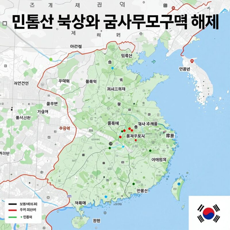 민통선 2km 북상 접경지역 변화 1 민통선 북상과 군사보호구역 해제 지역을 표시한 지도