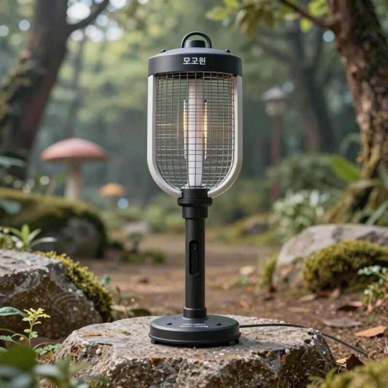 모그원 3300V 충전식 전기모기채 GMR-4000 본체와 거치대