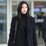 문가영 올블랙 공항룩 핏과 소재 문가영 공항 올블랙 스타일 실루엣과 소재 조화