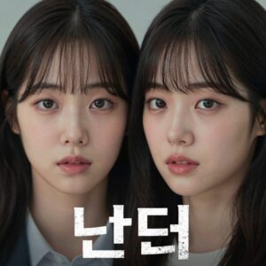 영화 눈동자 메인 포스터에서 신민아가 쌍둥이 자매 역할을 연기하는 모습