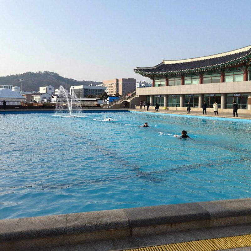 겨울 오션월드 실내 파도풀 전경