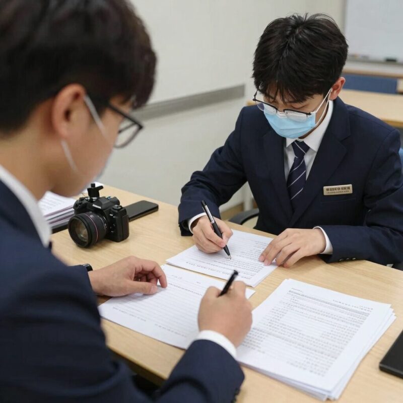 관공서 아르바이트 근무일지와 업무 파일 사진