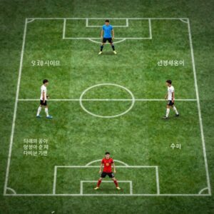 축구 오프사이드 위치와 판정 기준 다이어그램, 수비수와 공격수의 위치 비교