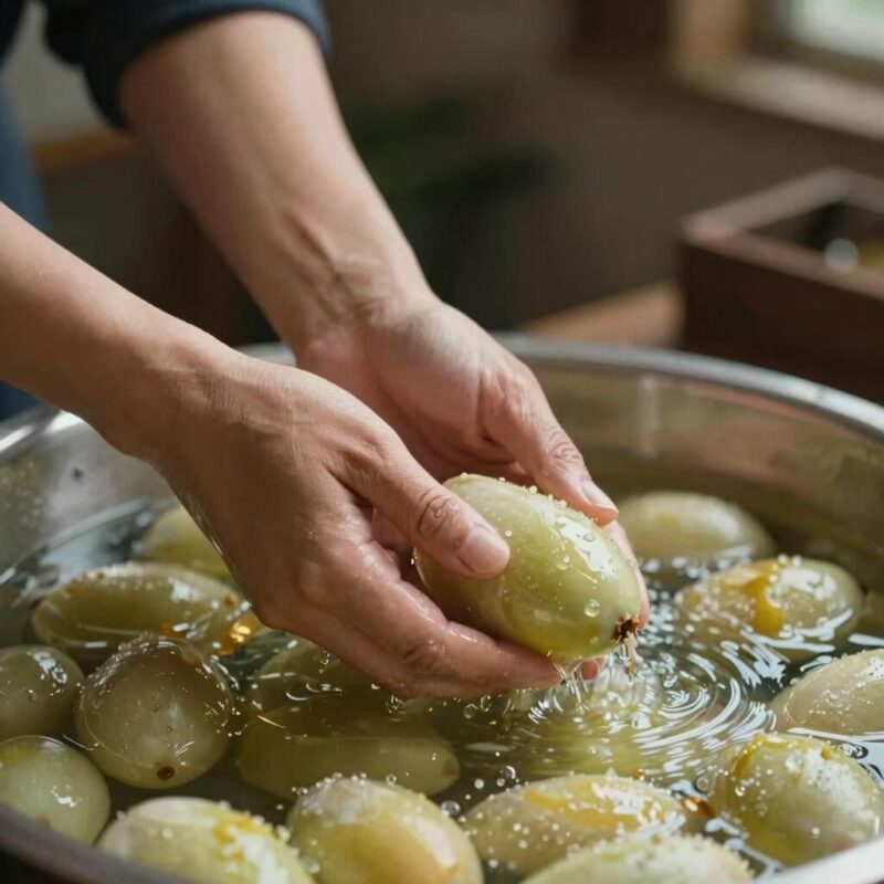 오이지짤순이로 꼬들한 오이지무침 완성 1 오이지짤순이로 오이지 물기를 제거하는 모습