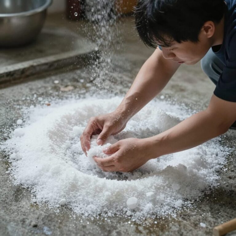 오이 쓴맛 제거를 위해 소금에 절이는 모습