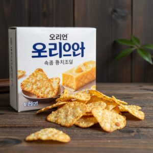 오리온 촉촉한 황치즈칩 박스와 내용물 사진