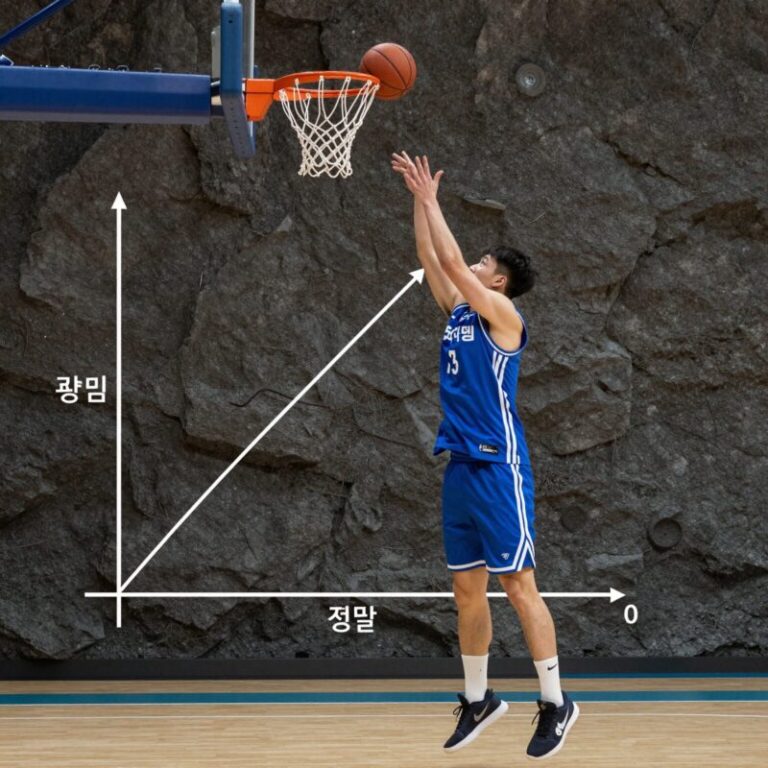 농구 슛 궤적을 나타내는 이차함수 포물선 그래프