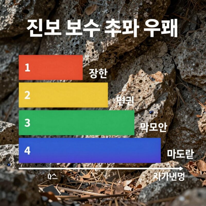 진보 보수 좌파 우파 정치 스펙트럼을 시각화한 그래프 이미지