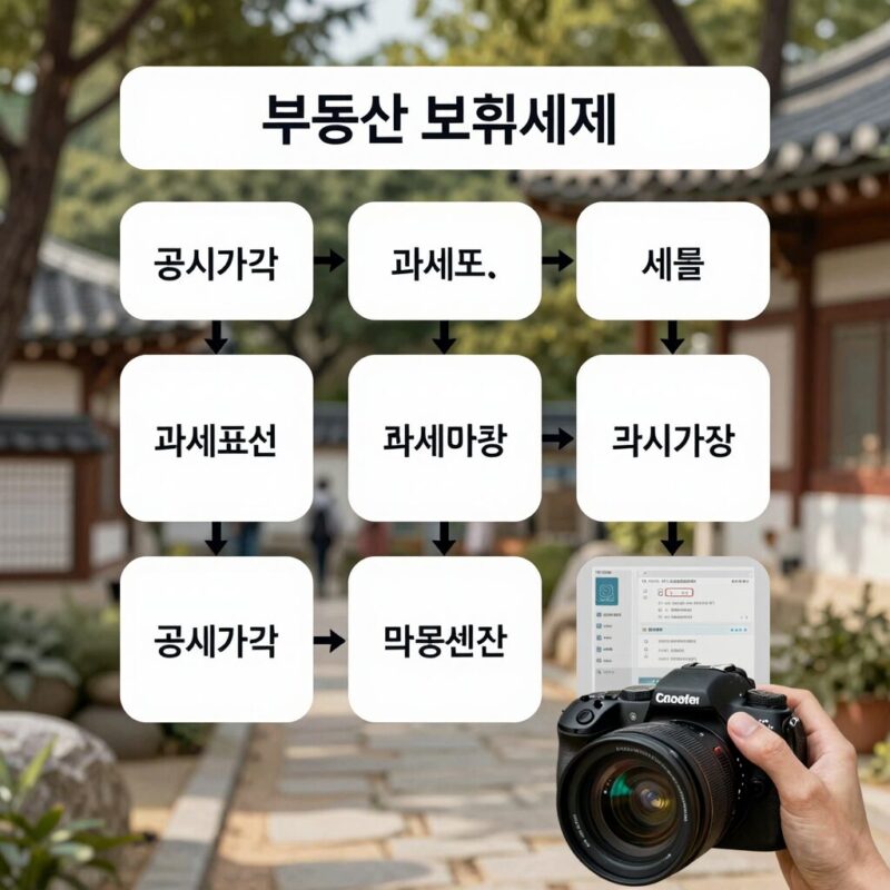 보유세 개편 기준일 계산 1 부동산 보유세 계산 흐름을 도식화한 이미지로 공시가격에서 과세표준, 세율 적용까지 순서대로 설명