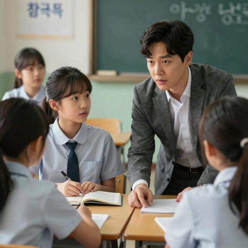 참교육 드라마에서 교사가 학생과 대화하는 장면
