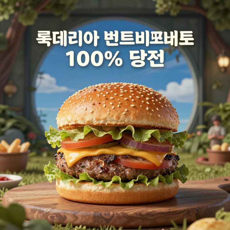롯데리아 번트비프버거 룰렛 이벤트 100% 당첨 화면