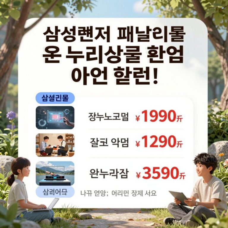 삼성전자 패밀리몰 할인과 온누리상품권 환급 혜택을 설명하는 안내 이미지