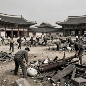 전쟁으로 폐허가 된 서울 시내 모습, 1950년대 초반