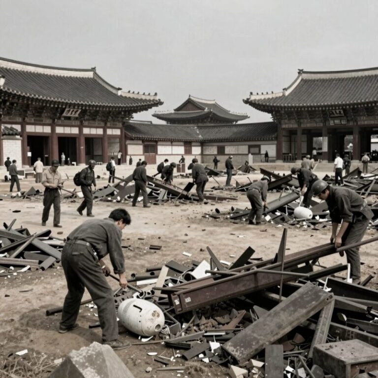 전쟁으로 폐허가 된 서울 시내 모습, 1950년대 초반