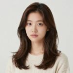 신민아 중단발 히피펌 스타일, 자연스러운 웨이브와 어깨선 기장이 돋보이는 모습
