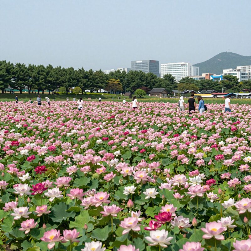 시흥 연꽃테마파크 백련과 홍련이 만발한 전경