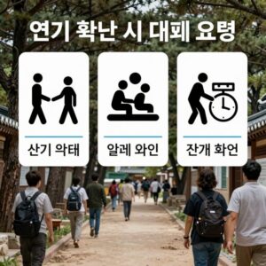 연기 확산 시 대피 요령을 설명하는 인포그래픽