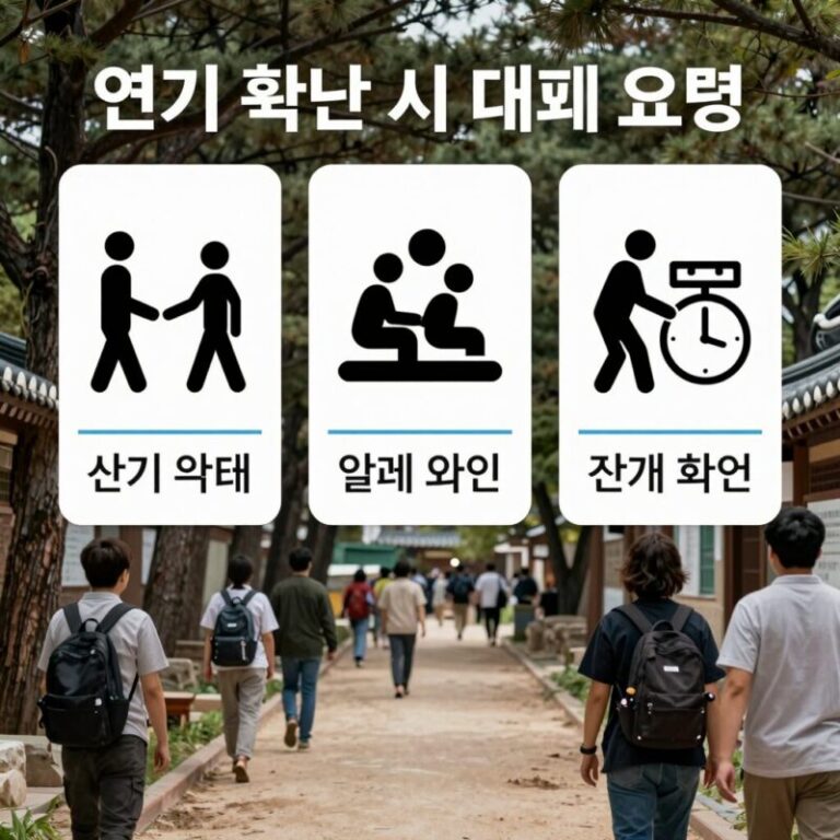연기 확산 시 대피 요령을 설명하는 인포그래픽