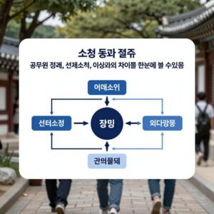 소청 뜻과 절차가 표시된 다이어그램. 공무원 징계, 선거소청, 이의신청과의 차이를 한눈에 볼 수 있음.