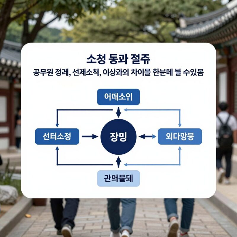 소청 뜻 완벽 정리 1 소청 뜻과 절차가 표시된 다이어그램. 공무원 징계, 선거소청, 이의신청과의 차이를 한눈에 볼 수 있음.