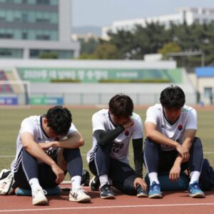 한국 대 남아공 경기 후 실망한 선수들