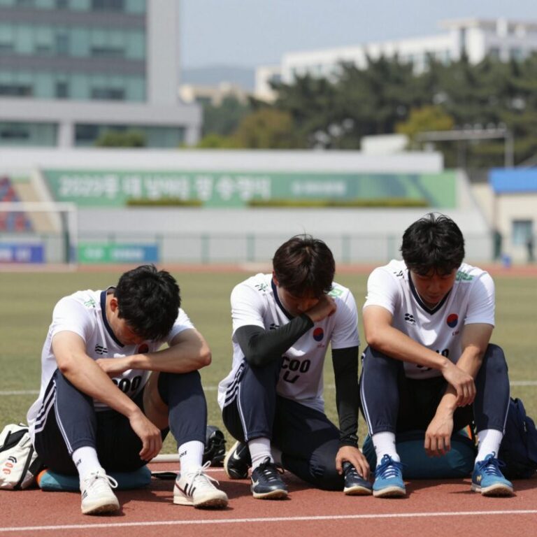 한국 대 남아공 경기 후 실망한 선수들