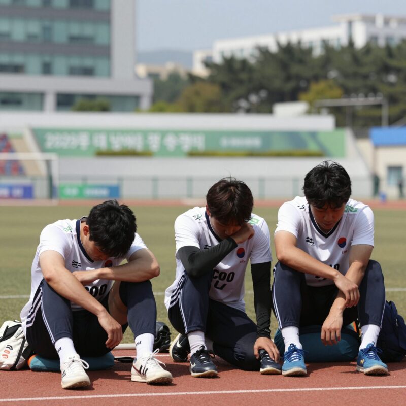 한국 대 남아공 경기 후 실망한 선수들