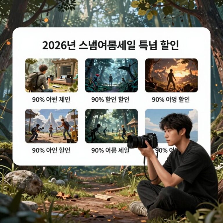 2026년 스팀 여름 세일 특별 할인 페이지 화면으로, 다양한 게임이 90% 이상 할인된 모습
