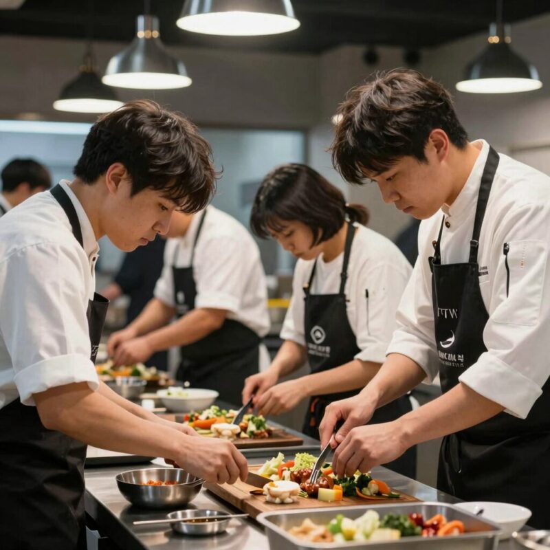 스트릿레스토랑 파이터 생생 후기 1 스트릿레스토랑 파이터 대회 현장에서 요리하는 참가자들의 모습