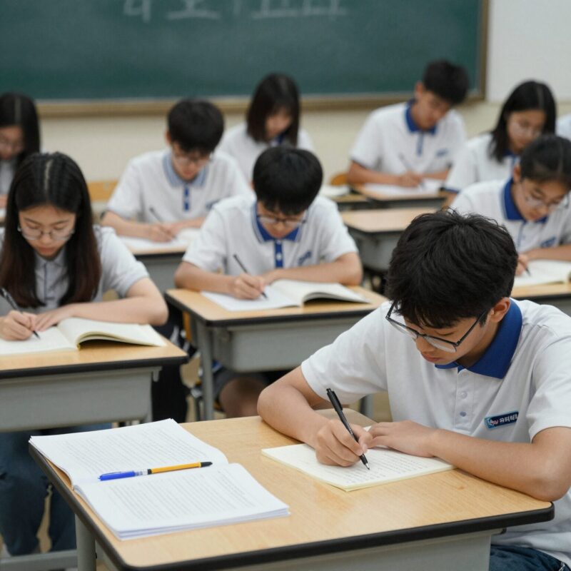 여름방학 기숙학원으로 공부 습관 바꾸기 1 여름방학 기숙학원에서 집중해서 공부하는 학생들의 모습