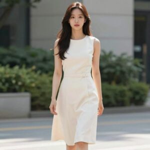 단정한 민소매 정장 원피스 여름 오피스룩 실루엣