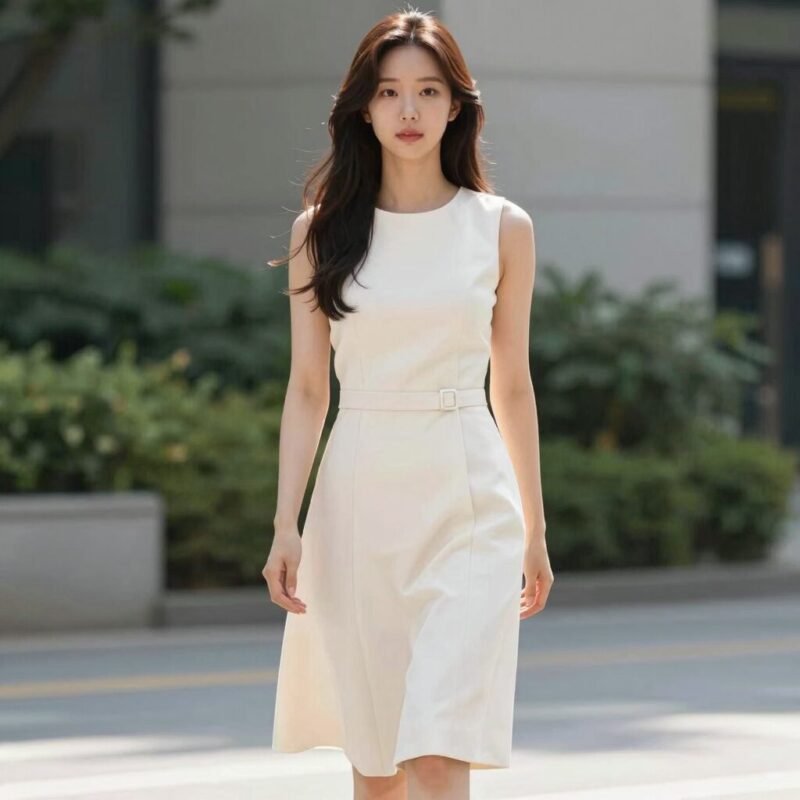 여름 정장 원피스 추천 단정한 민소매 스타일 1 단정한 민소매 정장 원피스 여름 오피스룩 실루엣