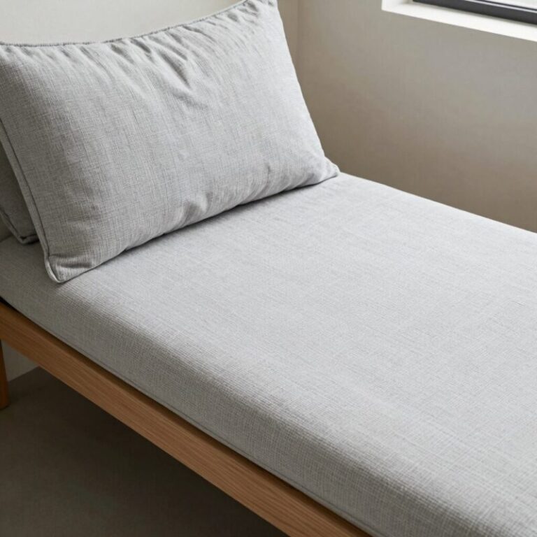 여름 쇼파패드 냉감 원단과 논슬립 구조를 비교하는 이미지