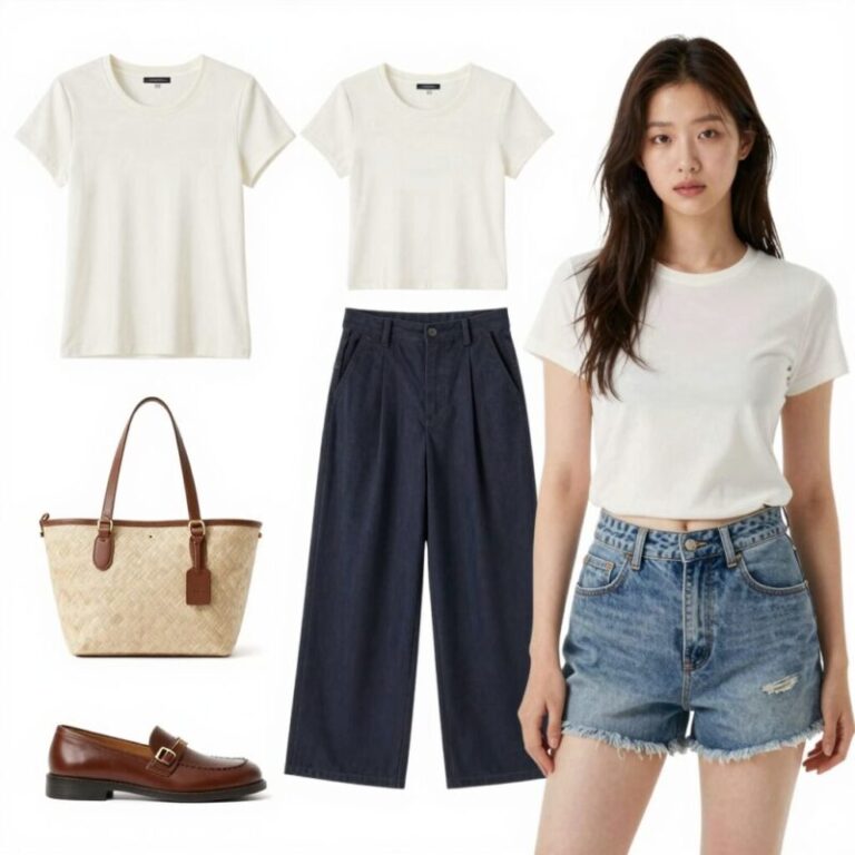 여성 여름 티셔츠 코디 방법