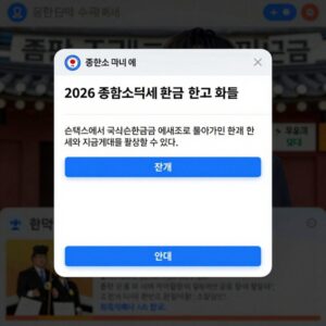 2026 종합소득세 환급금 조회 화면. 손택스에서 국세환급금 상세조회 메뉴로 들어가면 현재 환급 진행 상태와 지급계좌를 확인할 수 있다.