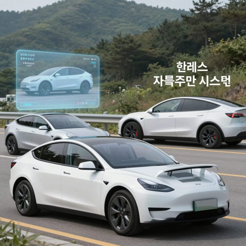 테슬라 FSD와 현대 플레오스 자율주행 시스템 비교를 위한 차량 이미지