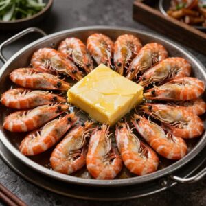 통수산 활전복 버터구이와 새우회 가리비찜 플래터