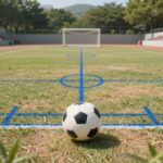 토스 앱에서 축구공을 파란 선 안에 맞추는 미니게임 화면