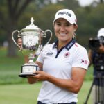 2026 US Women's Open champion Nelly Korda holding trophy at Congressional Country Club