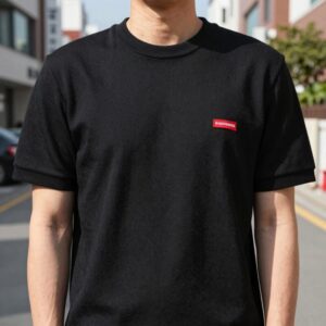 비비안웨스트우드 반팔티 레드라벨 니트 블랙 크림 실물 착용샷 비교