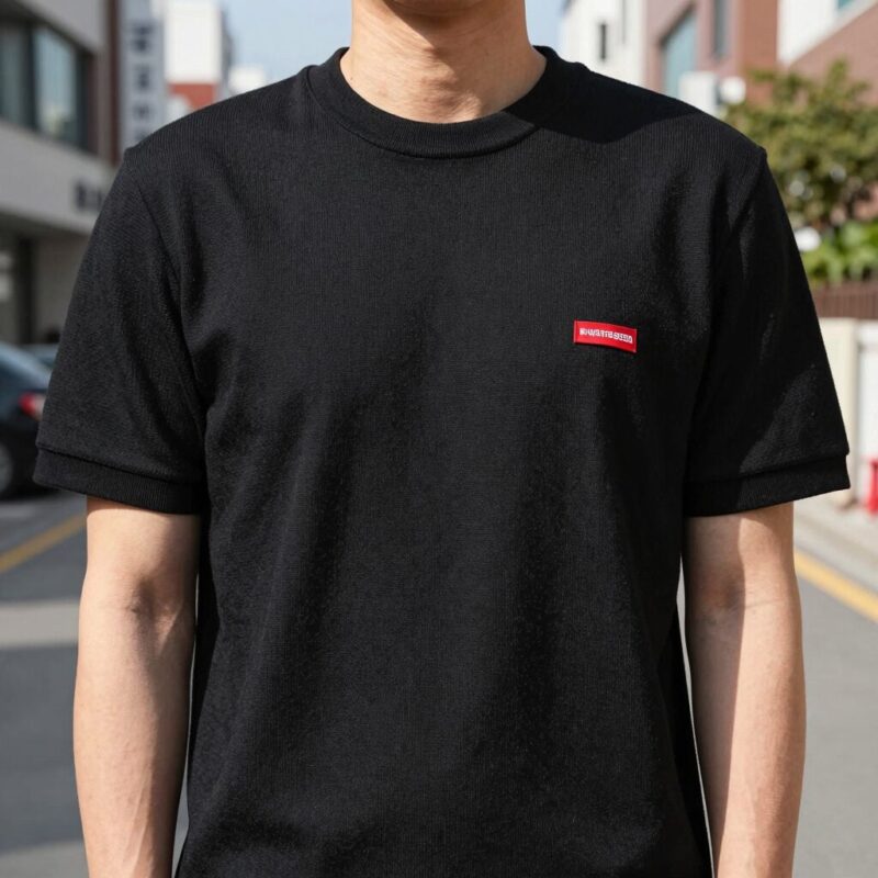 비비안웨스트우드 반팔티 레드라벨 니트 블랙 크림 실물 착용샷 비교