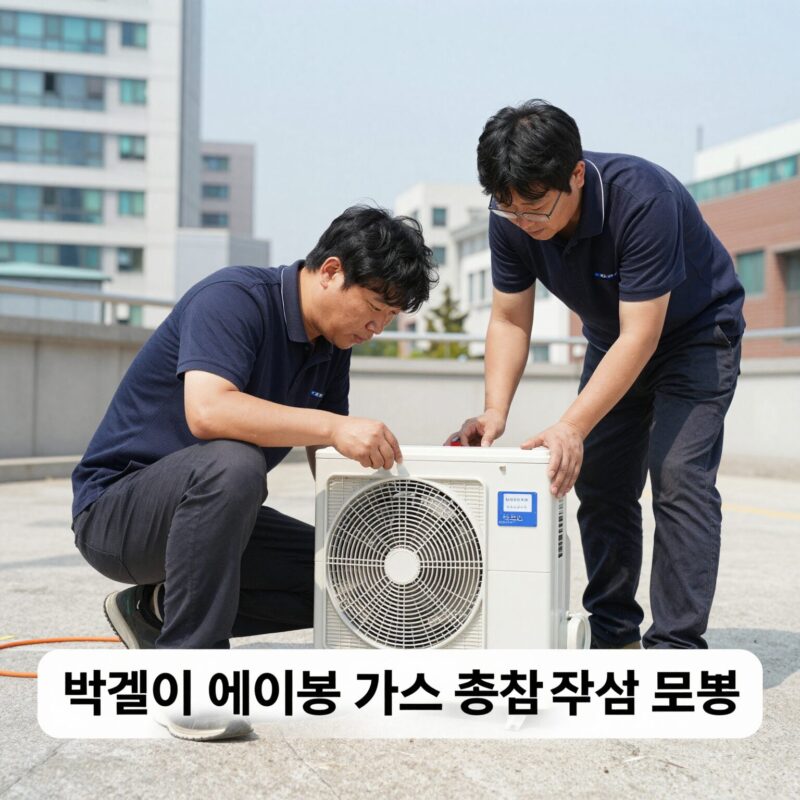 벽걸이 에어컨 가스 충전 작업 모습