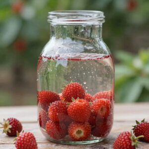 완성된 산딸기청을 담은 유리병 사진